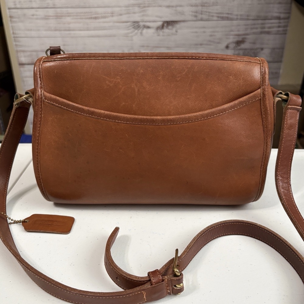 Vtg Pre '94 Coach Austin Bag Purse British Tan Leather Crossbody USA Minimalist